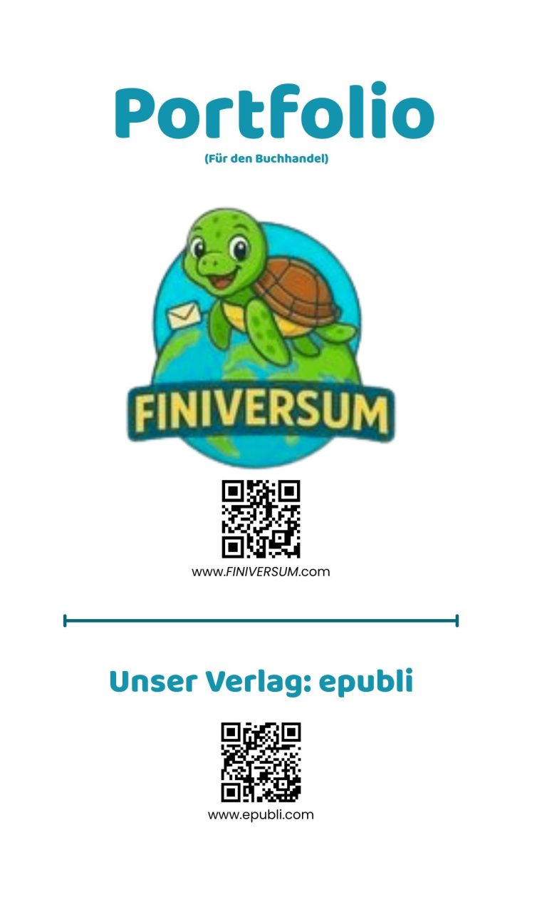 Ein Portfolio-Cover mit einer Schildkröte und QR-Codes für den Verlag epubli.