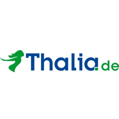 Logo von Thalia.de, grüne Silhouette einer Frau mit langen Haaren und Schriftzug in Blau.