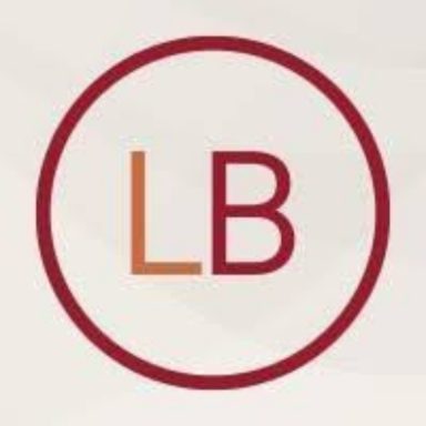 Logo mit den Buchstaben "LB" in einem Kreis, Farbverlauf in Rot und Orange.