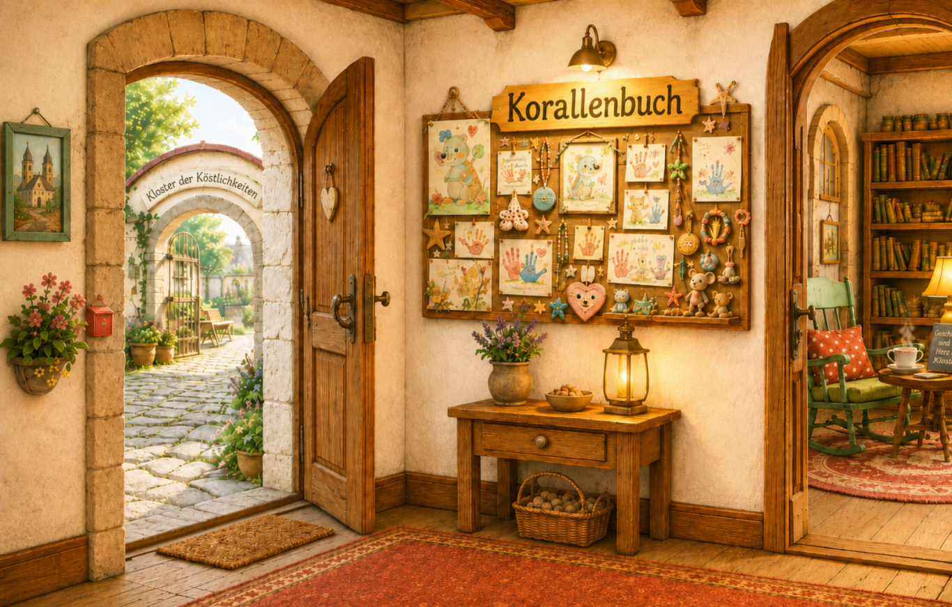 In Lottis Flur mit Blick auf das Korallenbuch Wir stehen in Lottis Flur und bewundern ihre Bildergalerie "Korallenbuch"