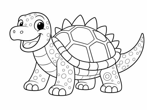 Ein fröhlicher Dinosaurier mit einem gepanzerten Rücken und großen Augen.