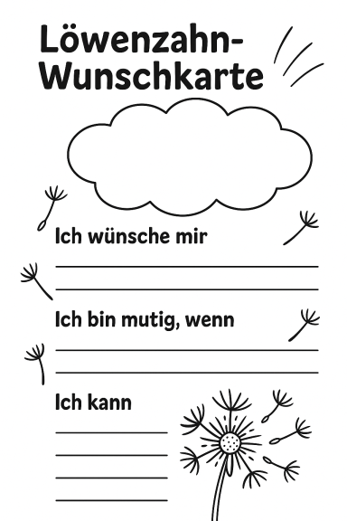 Wunschkarte mit Platz für persönliche Wünsche und mutige Gedanken.