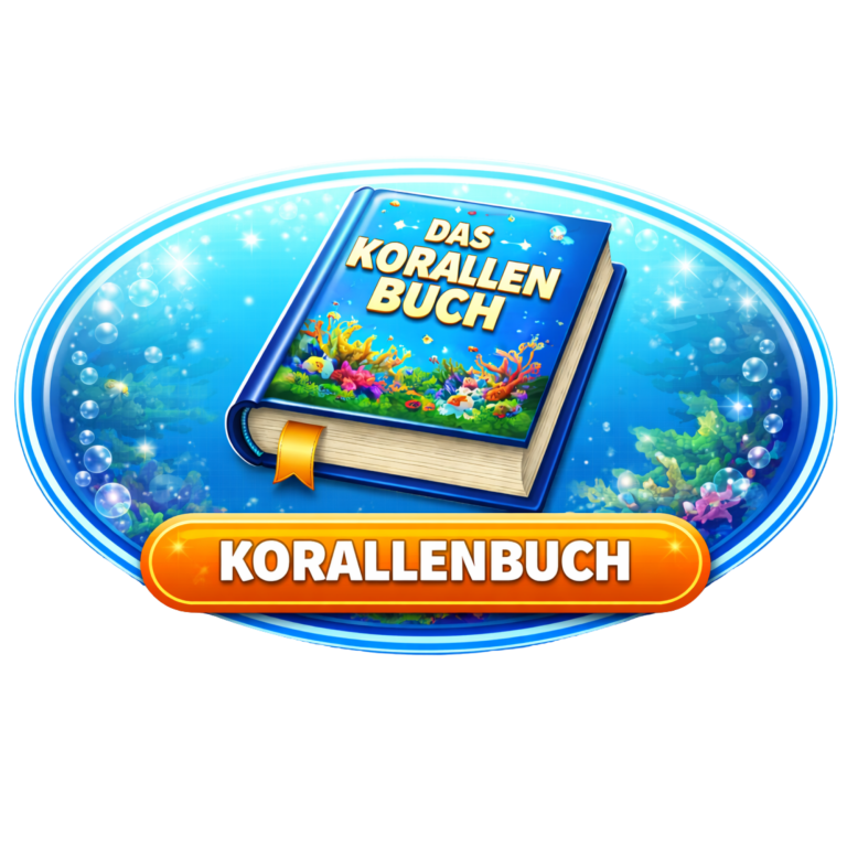 Korallenbuch "Das Korallenbuch" und buntem Unterwasserhintergrund. Galerie der eingereichten Kinderzeichnungen und Bastelarbeiten.
